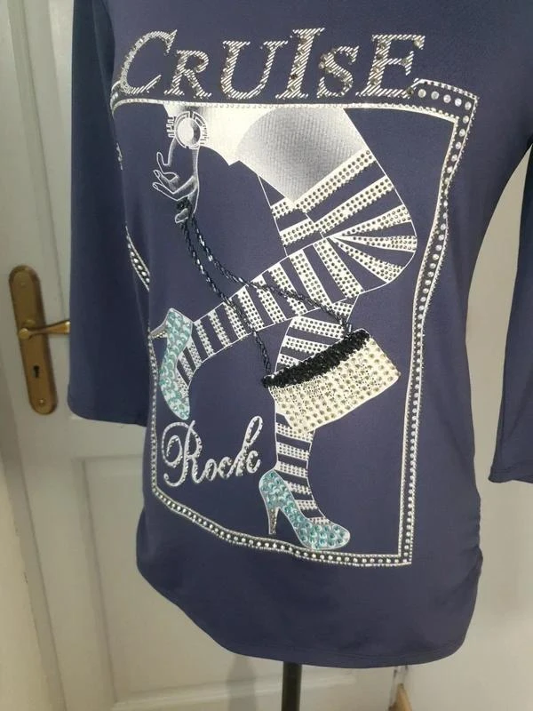 T-shirt bleu / violet avec motif strass Bréal – Taille 1 (36 / 38) – photo 7
